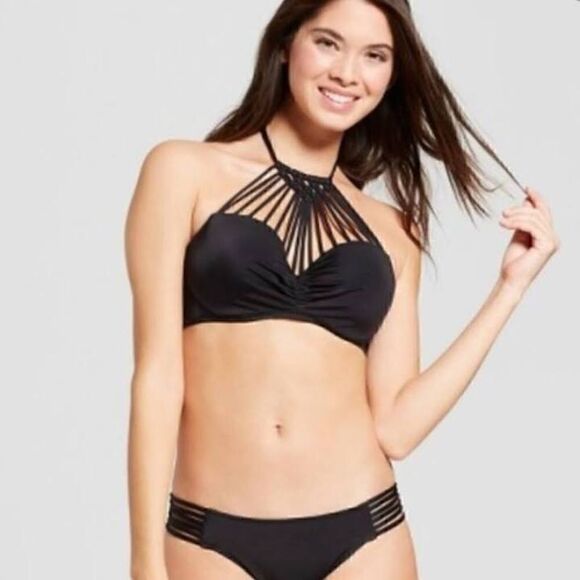 NEW Shade & Shore Macrame High Neck Bikini Top 34B - Picture 2 of 11